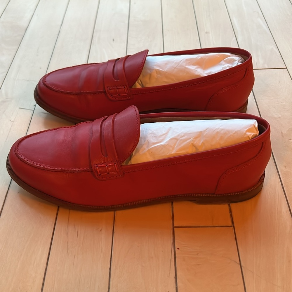 J. Crew Red Penny Loafers Flats in leather - Picture 6 of 8